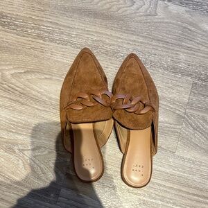 a new day Brown Suede Pointed Chain-Link Mule